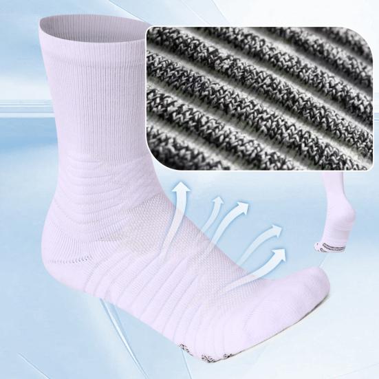 Athletic Crew Socks Stretchy Cushioned Sports Socks Breathable Compression Socks with Non-Slip Soles for Running Basketball Workouts