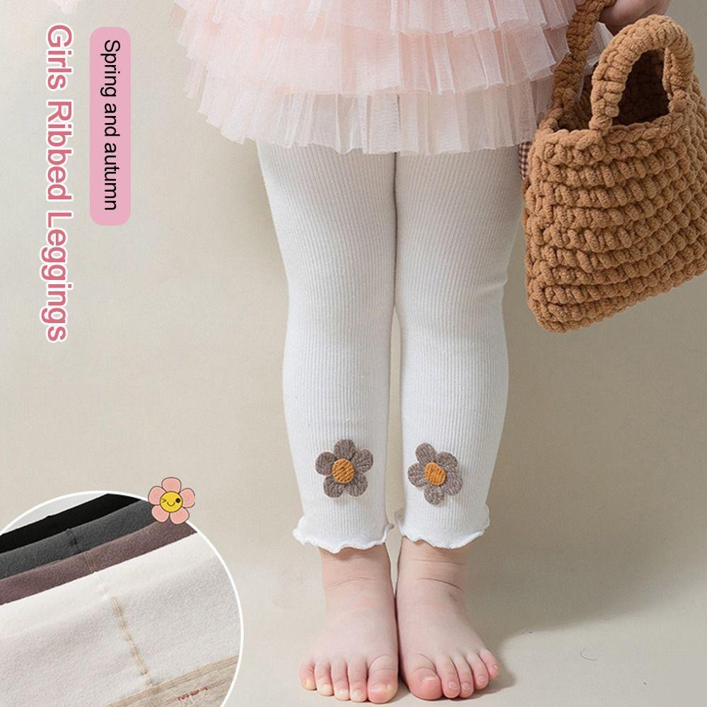 Autumn and Winter Girls Ribbed Leggings Soft Footless Tights Infant Long Pants for 1-4 Years Girls