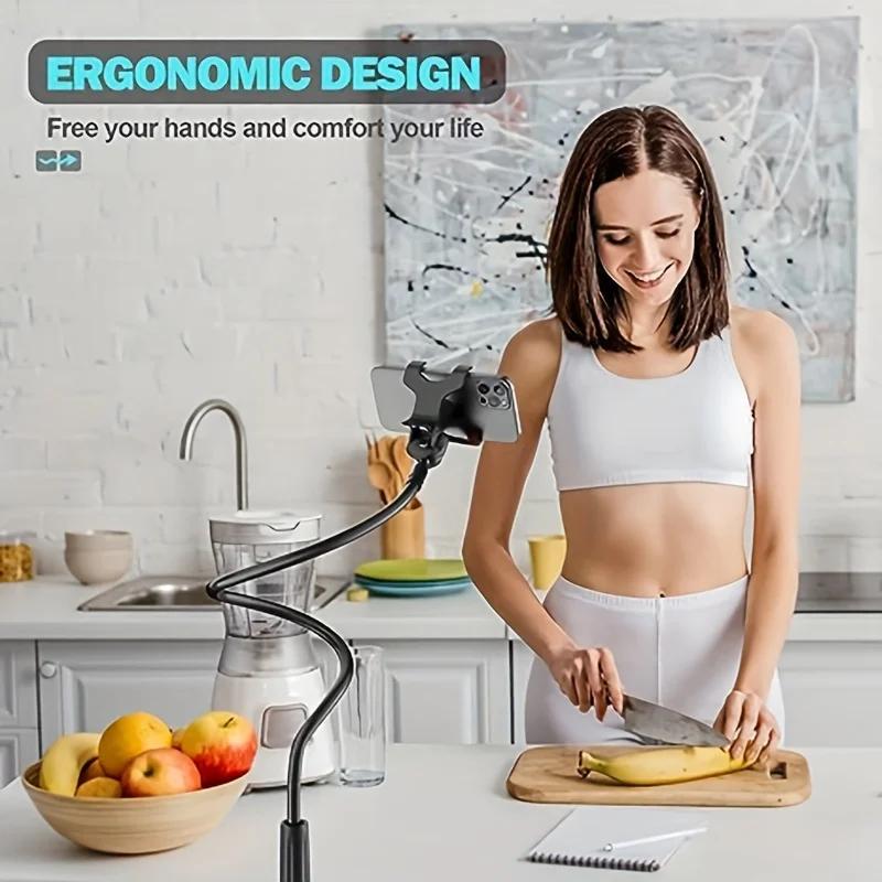 Телефонный зажим на подставке-держателе с ручкой, гибкий длинный держатель-гусиная шея, ленивый кронштейн, зажим для крепления для iPhone 15 Pro Max, аксессуары, новый