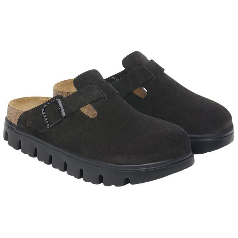 Birkenstock Бостон Массивный Замша Черный Черная Подошва (Узкий) (Женский) Женские кроссовки 1028317