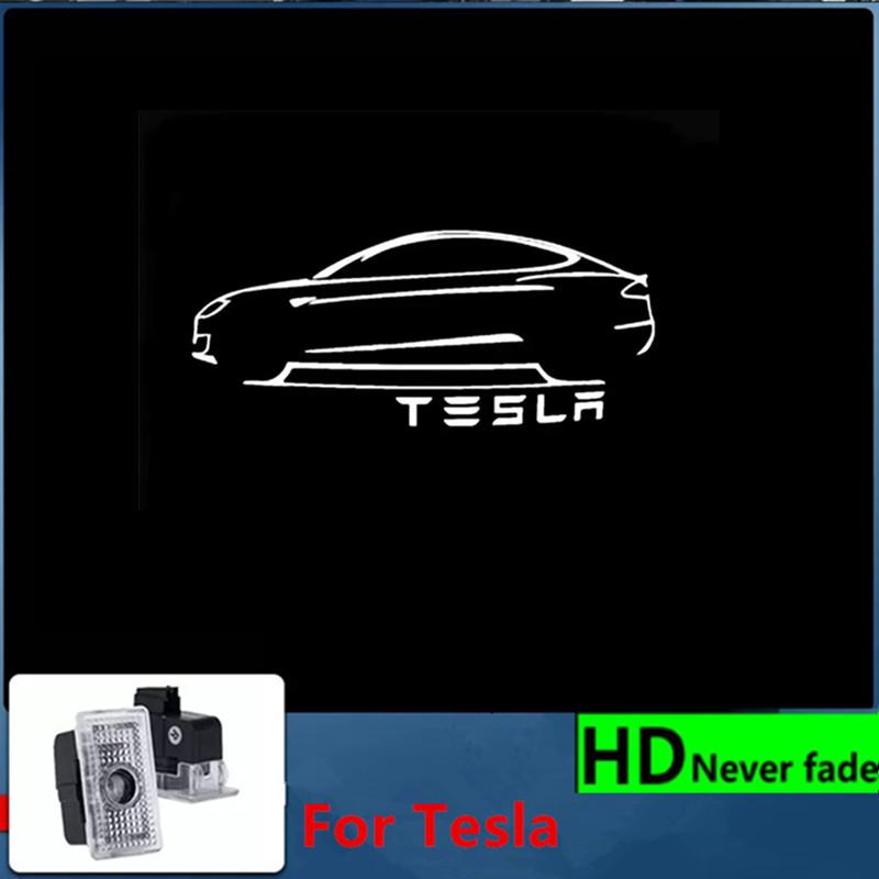 bjzqr4 2PCS Car Door HD LED Lamp Projector Courtesy Welcome Light For Tesla Model 3 S X highland Model Y 2025