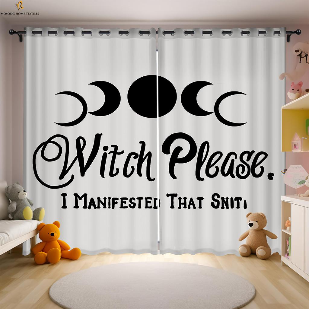 Cartoon Star Moon Print Curtains Dormitory Living Room Bedroom Children's Room Window Decoration Curtains 2 Pieces