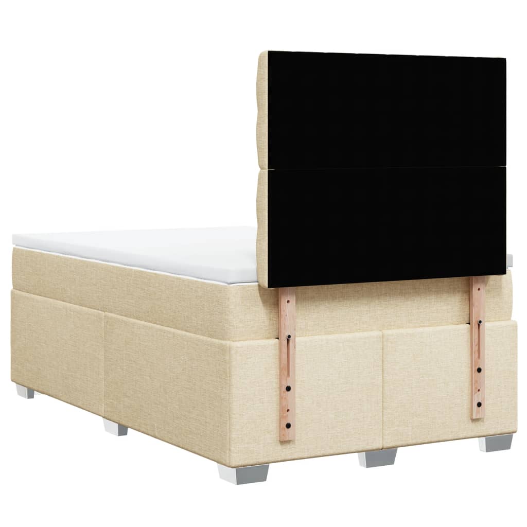 Box Spring Bed with Mattress Cream 120 x 200 cm Fabric