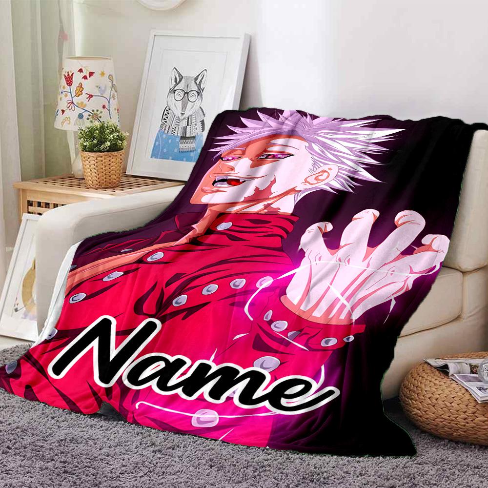 Customizable Seven Deadly Sins3 Throw Blanket – Personalized Name, All-Season Cozy Snug Blanket, Machine Washable, Personalized Blanket