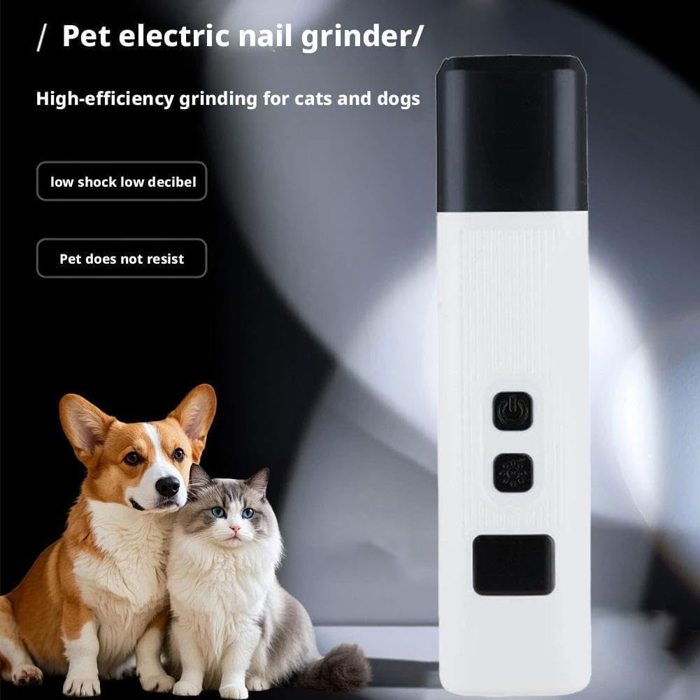 Cat Nail, Safe Cut Cat Nail Trimmer, Silent Dog Nail Grinder, 2 Speeds Adjustable, USB Rechargeable Dog Claw Grinders with LED Light for Small Medium