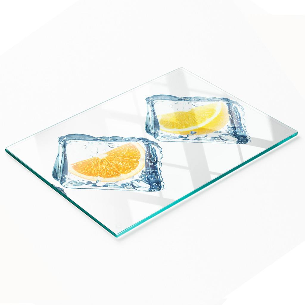 Decorative Glass Chopping and Serving Board for Fruit Cubes 80x52 cm
