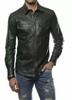 Casual Leather Real Handmade Men Black Shirt Formal Party Stylish Lambskin 100%