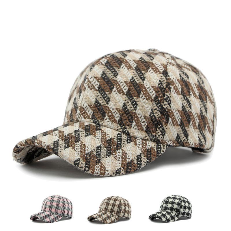 Hat Women Autumn Winter Plaid Baseball Cap Women's Hood Sunscreen Hat Ponytail Panama Cap Visor Hats