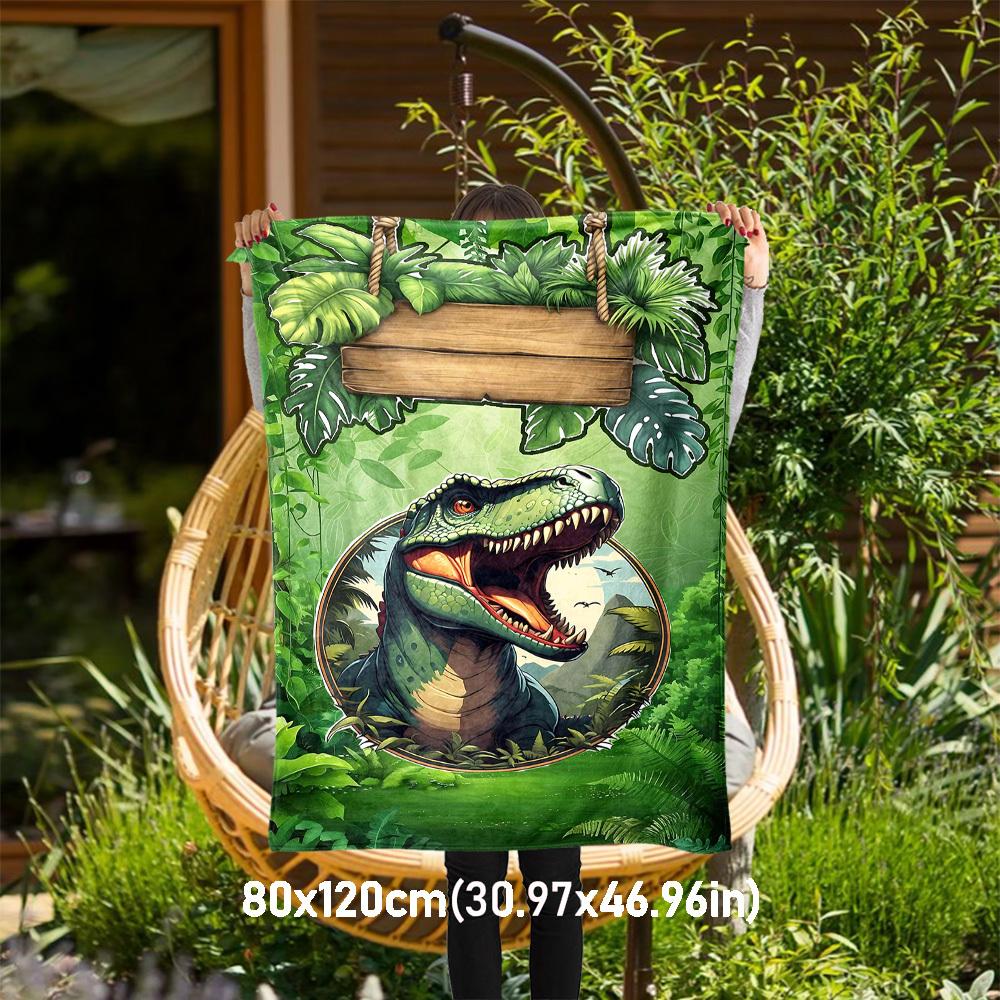 1PC dinosaur jungleOutdoor Flannel Blanket - Soft Plush Decor for Picnics, camping, Bedroom, Playroom, Office, or Lunch Break 1373A