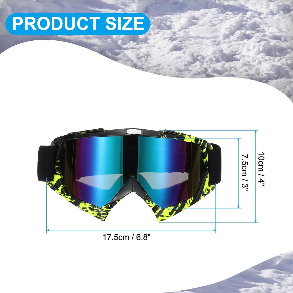 Шлем для мотокросса, мотоцикла, квадроцикла, лыжного спорта для горных лыж, желто-черный с цветными линзами [PATIKIL] Очки, Очки, Очки, Очки, Очки,