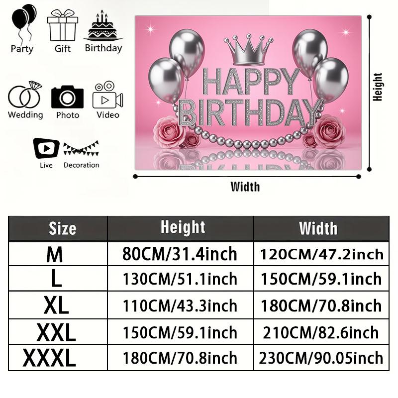 Party Backdrop Birthday Crown Silver Elegant Celebration Photo Background Front Door Decor