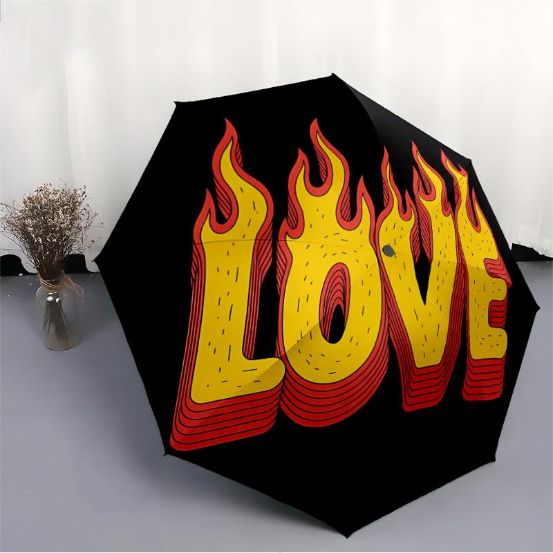 1pc Flame Love Automatic Folding Umbrella - Portable Collapsible 8-Rib Umbrella for All Seasons yy251119167