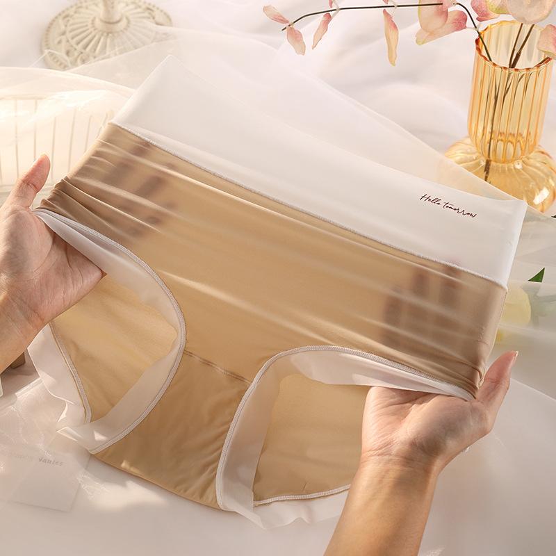 Большие размеры женские трусики Ice Silk с высокой талией и облегающими дышащими быстросохнущими трусиками