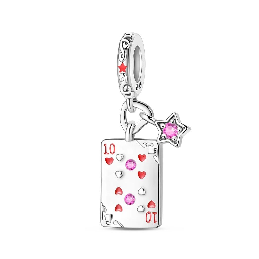 Оригинальные медные шармы для игральных карт Покер Джокер Черви Пики Корона Бусина Подвеска Подходит для браслета Ожерелье Ювелирные изделия