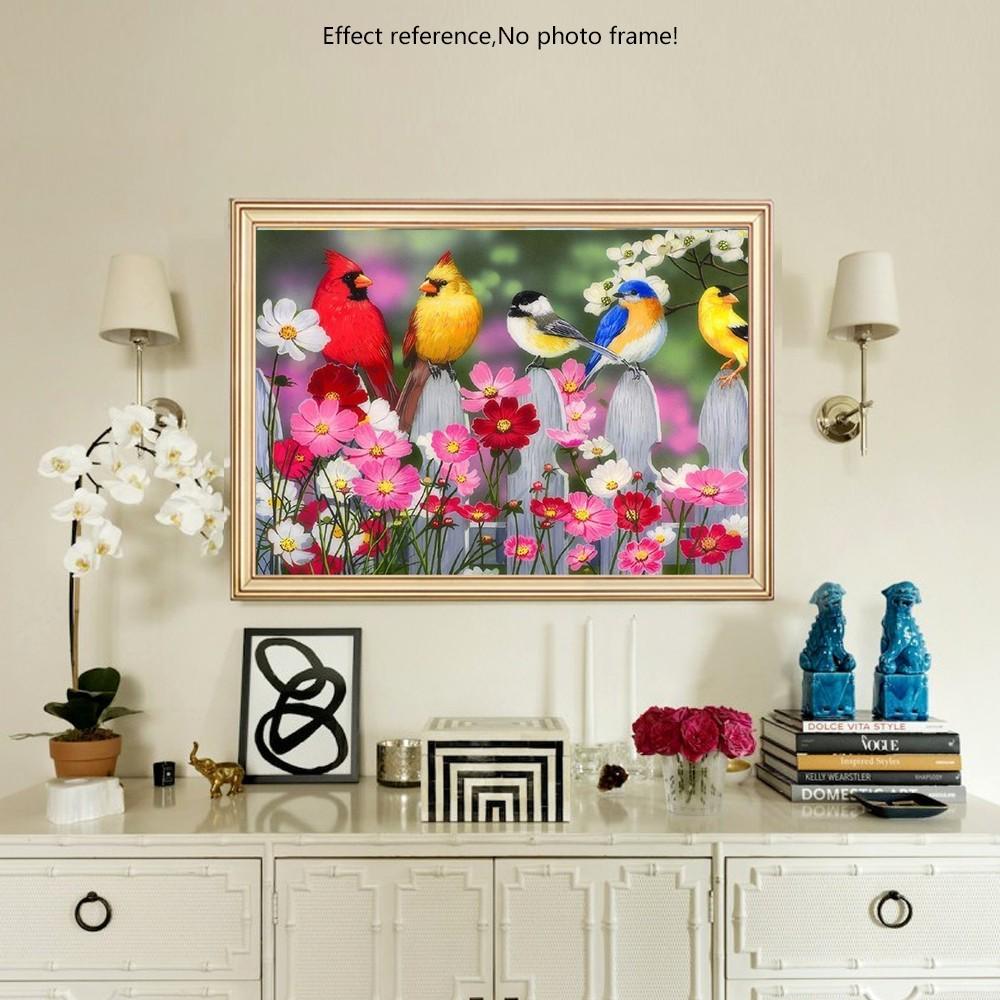 Алмазная картина Полный круглый горный хрусталь Животное Птица и цветок