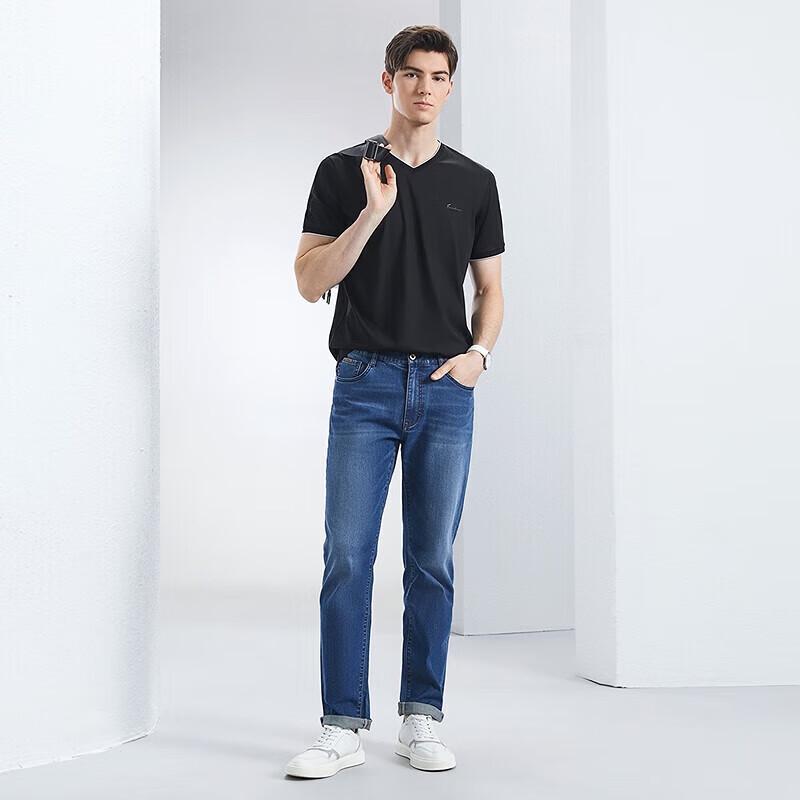 SEVEN Men's Summer Silk Blend Casual Round Neck T-shirt
