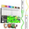 JusArt Acrylic Marker Paint Markers with Brush Tip and Fine for Acrylic Art Writes On and Metallic Perfect for Gifts Pens, 24-Color Set, Tip,