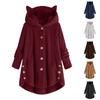 Women's Loose Plush Solid Color Single Breasted Pocket Hood Zipper Jacket