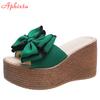 Fashion Aphixta 9cm Heels Slides Women's Shoes Woman Slippers Flip Flops Wedge Platform Shoes Woman Beach Slippers Zapatos Mujer