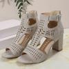 Fashion Women Fashion Strap Sexy High Heel Sandals Woman Roman Hollow Pumps Lace-up Peep Toe Sandals Casual Chunky High-heeled Sandals