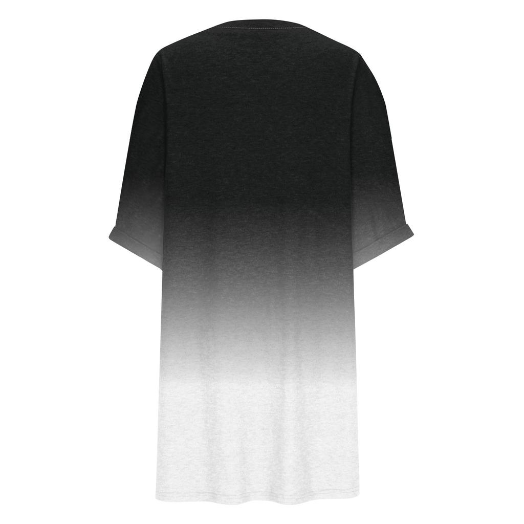 Women's Fashion Plus Size V-Neck Seven Sleeve Casual Printed Loose With Pockets Dresses