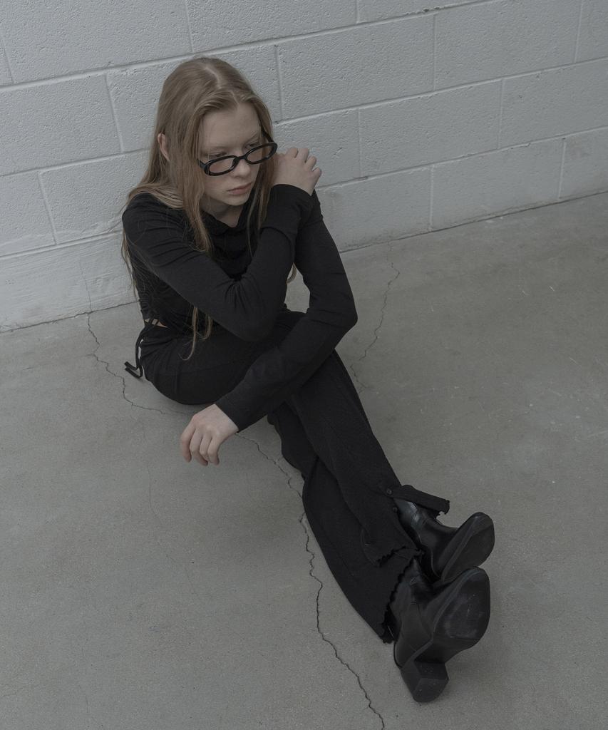 Mosyupamosyu Вязаные брюки с разрезами, переплетение [Черный]
