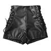 Женские сексуальные эластичные шорты из искусственной кожи, облегающие шорты со шнуровкой по бокам и высокой талией, обтягивающие короткие брюки для выступления на сцене, уличная одежда