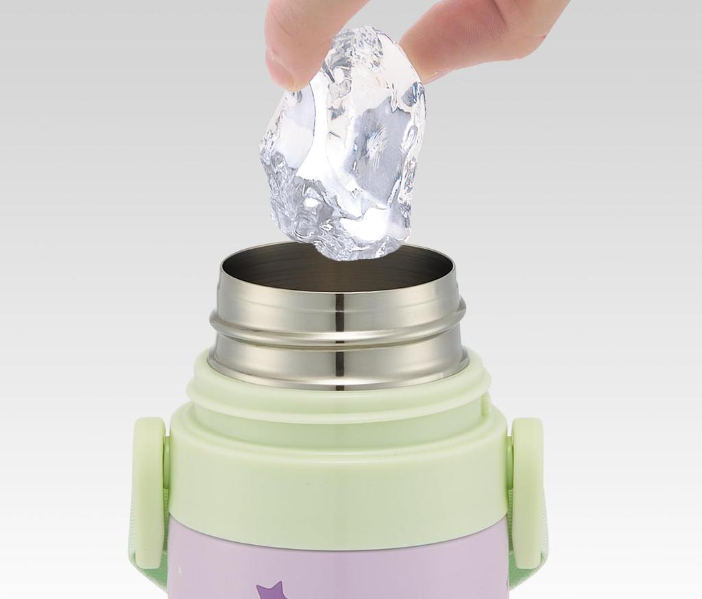 Skater Children's Water Bottle, 2-Way, 420ml (Direct Drinking) or 350ml (Cup Drinking), Little Unicorn Design, Small Capacity, Stainless Steel,