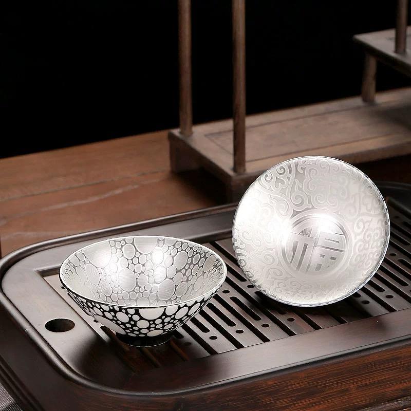 80 мл керамические шляпы чашки для чая позолоченное серебро ретро одиночные дегустационные чайные чашки бытовой китайский кунг-фу чайный сервиз