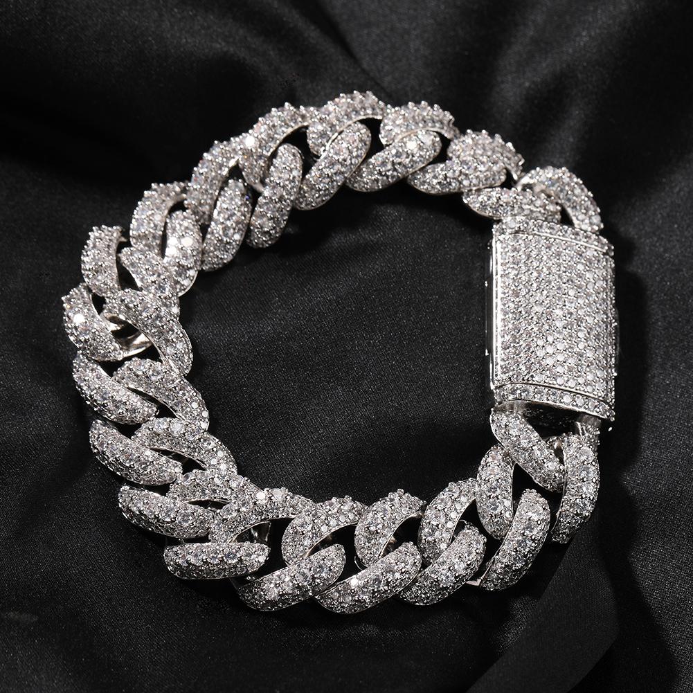 THE BLING KING 18 мм Тяжелая Майами Кубинская Цепь Ожерелье Полностью Микро Инкрустировано Фианитами Браслет Модные Хип-Хоп Украшения
