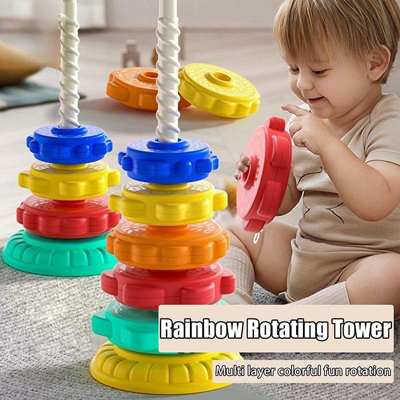 1 набор детских подарков, игрушки-стопки, радужные шестеренки, обучающие игрушки Монтессори для малышей, развивающие сенсорные навыки, башня-стопка