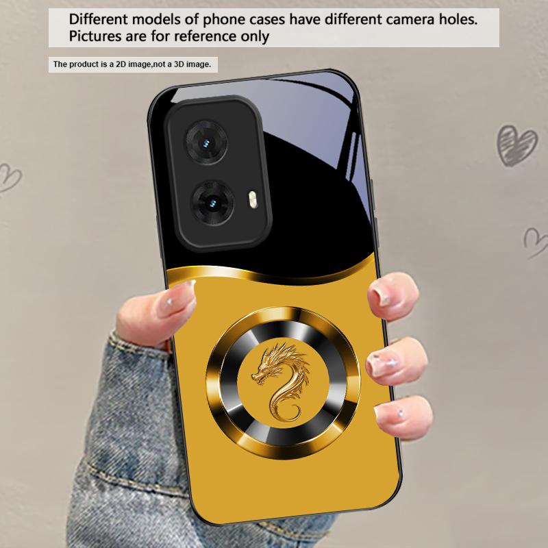 Серебряное кольцо с головой дракона для Motorola Moto Edge 20 Lite 30 Pro 40 Neo 50 Ultra G45 G54 G55 G75 G84 G85 GPlay 23 Стеклянный чехол для телефона