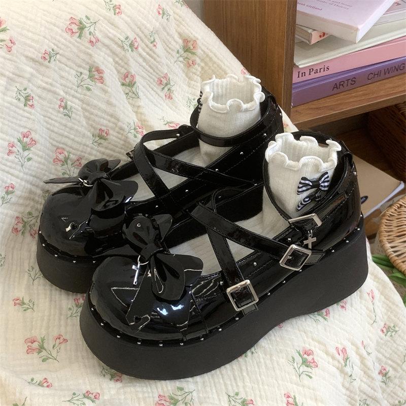 Fashion Women Mary Jane Shoes Platform Pump2024 Hot Sale Fashion Butterfly Knot Lolita Shoes Women's Thick Soled Gothic Cosplay Shoes