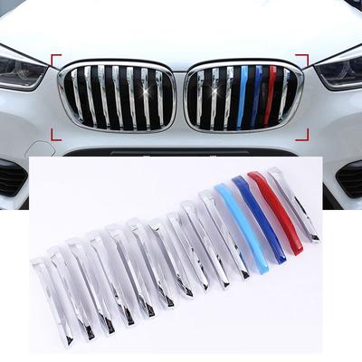 14 шт., декоративная накладка на переднюю решетку для BMW X1 F48 2016 2017, хромированные аксессуары из АБС-пластика, новый Стайлинг автомобиля