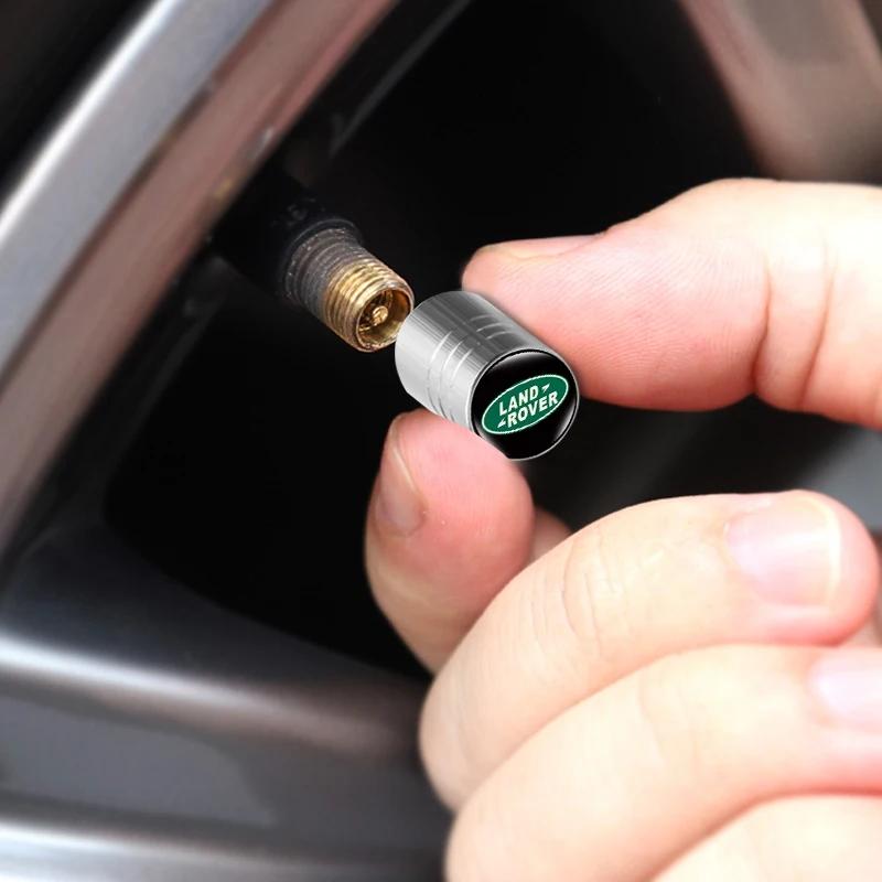 4Pcs Aluminum Alloy Car Tire Cap Stylish Car Logo Wheel Valve Caps for Land Rover Range Rover Discovery Guardian 4 Freelander 2 FG7