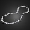 925 Silver Plated Men'S 8Mm Flat Side Necklace Trendy Men'S Jewelry
