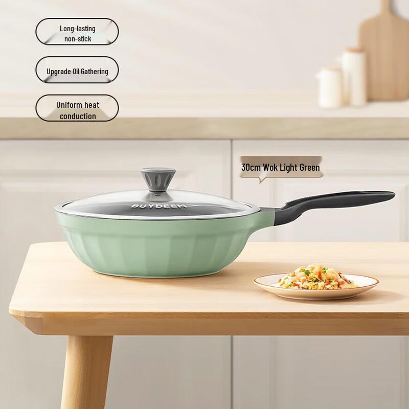 Buydeem 30cm Non-Stick Aluminum Alloy Multi-Purpose Wok CN plug (adapter included)