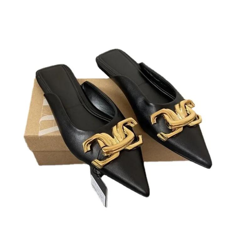 Fashion Shallow Modern Slippers Summer Outside 2024 High Quality Shoes Female Solid Low Heel Flat with Sexy Women's Slippers Chinelos