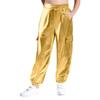 Unisex Kids Metallic Shiny Pants Elastic Waistband Design Hip Hop Jazz Dance Trousers