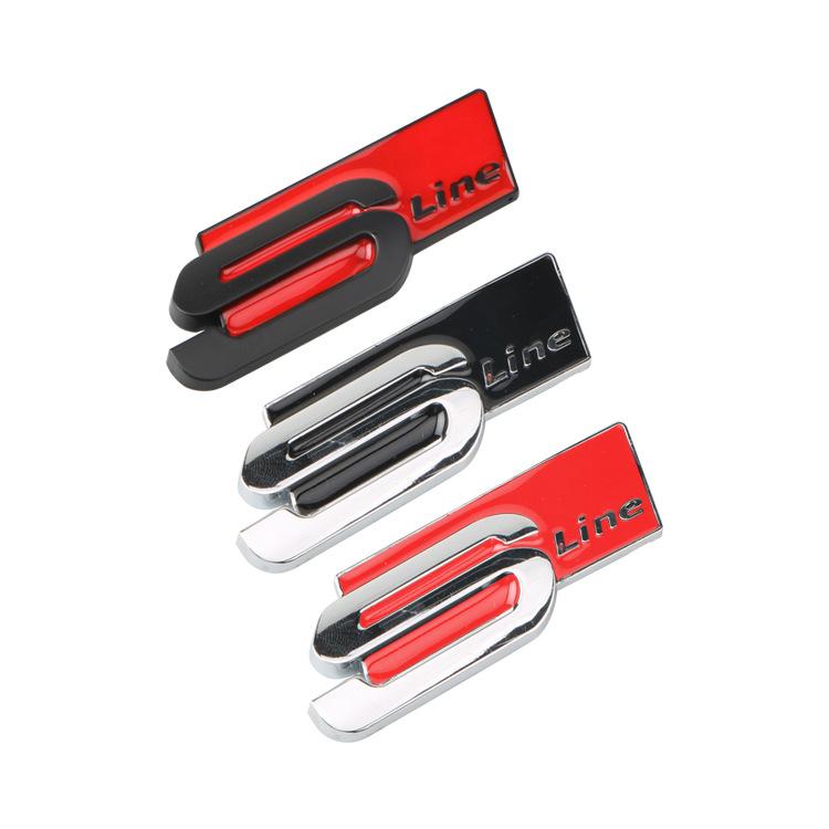 Metal S Line Car Logo Sticker Trunk Fender Emblem Badge Decals For Audi Q5 Q4 A4 A6 A7 A5 A3 Q3 Q2 A1 A8 TT S1 S3 Q7 SQ5 SQ7 SQ3