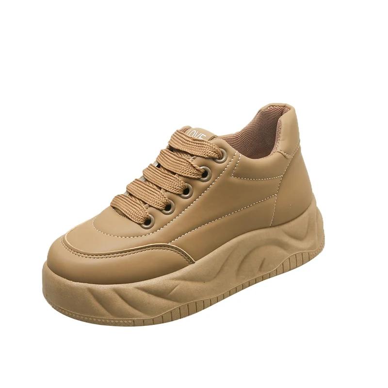 Fashion Four Seasons 2024 New Thick Bottom Muffin Bottom Female Board Shoes Fashion Student Sports Casual Shoes All Round Head