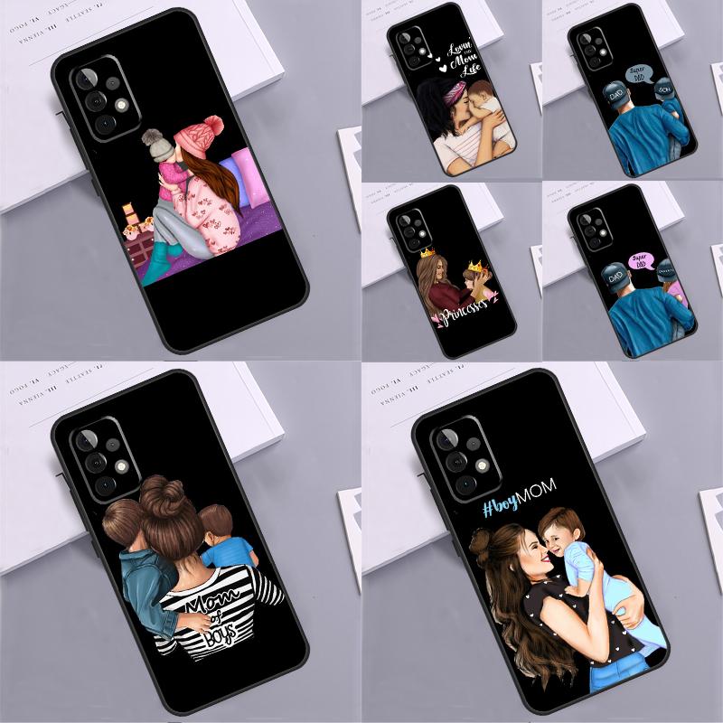 Супер Папа Мама Малышка Двойняшки Для Samsung Galaxy A15 A55 A35 A53 A33 A13 A36 A56 A26 A16 A22 A32 A52 A54 A34 A05 A06 Чехол