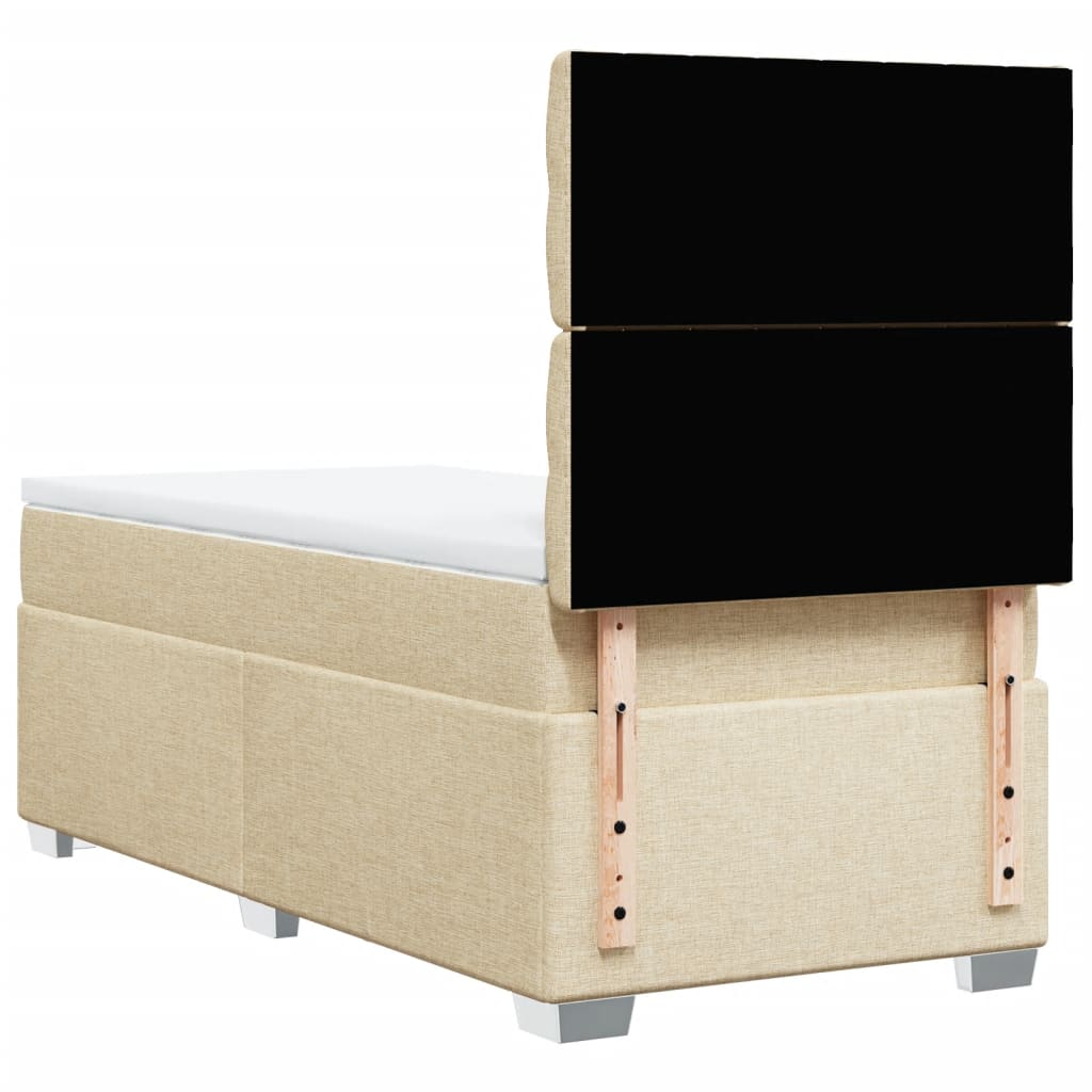 Box Spring Bed with Mattress Cream 90 x 190 cm Fabric