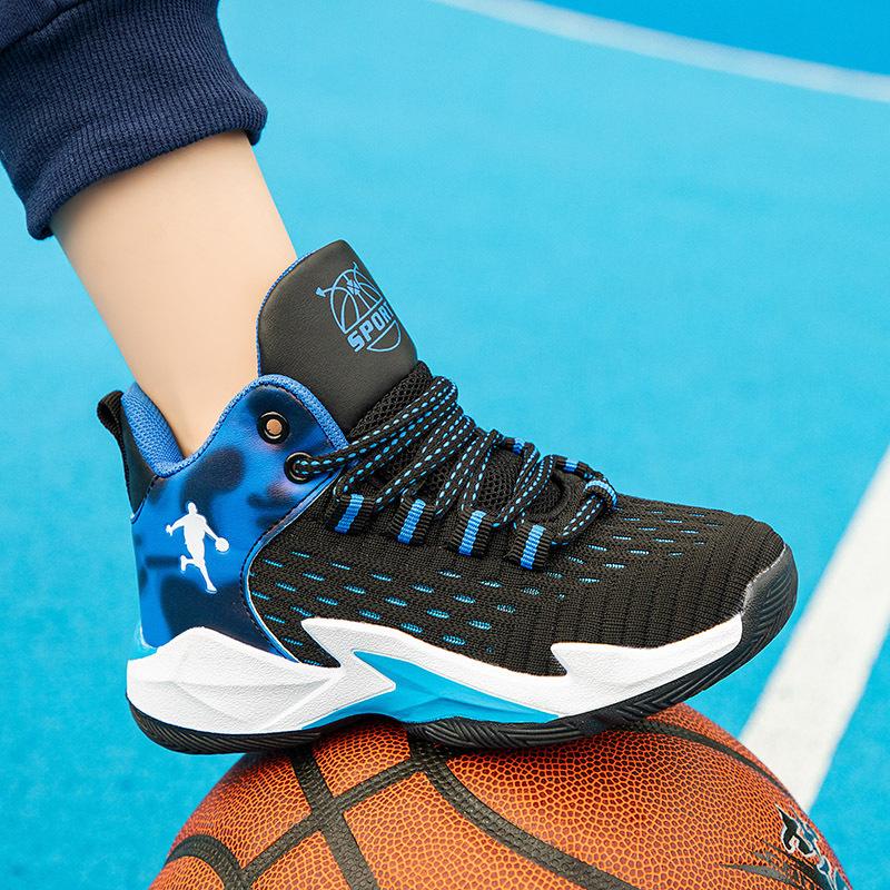 Детские баскетбольные кроссовки Осенние дышащие сетчатые спортивные кроссовки для мальчиков Кроссовки для тренировок для детей среднего и старшего возраста Мягкая подошва