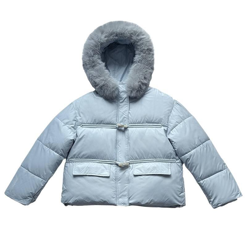 Короткая хлопковая одежда с большим меховым воротником, женская зимняя, с нишевым чувством дизайна, модная, с высоким чувством стиля, омолаживающая куртка