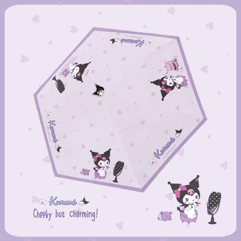 Authentic Sanrio Kuromi Manual Sun Protection Umbrella, Cute Student Sunshade Umbrella, 70% off Black Coating Dual-Use Umbrella
