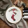 Elk Deer Cross Stitch Set Flower Garland Embroidery Set Christmas Embroidery Kit  Beginner