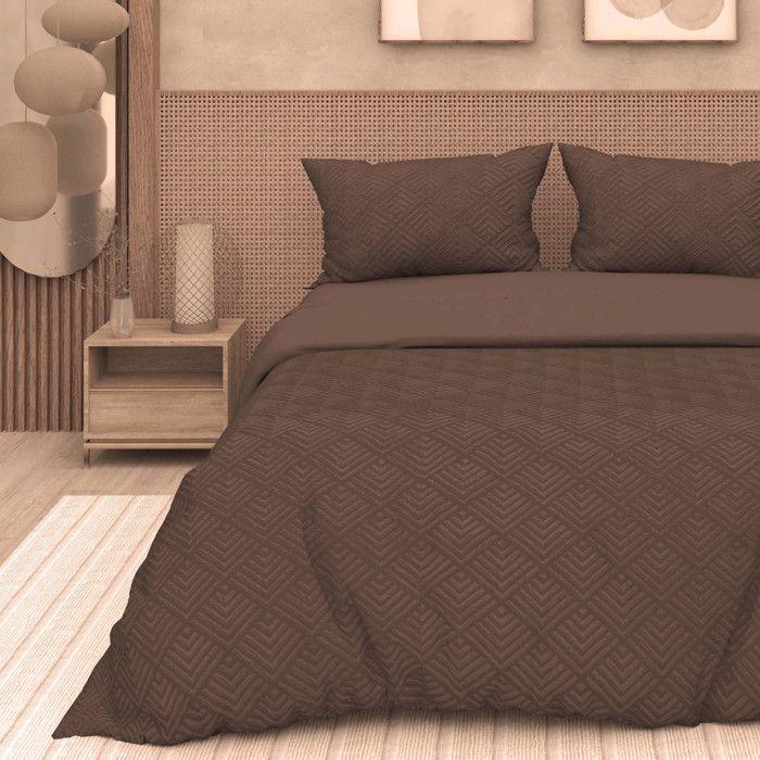 3D Microfiber Duvet Cover Set 260x240 Cm GAIA Brown, by Soleil d'Ocre