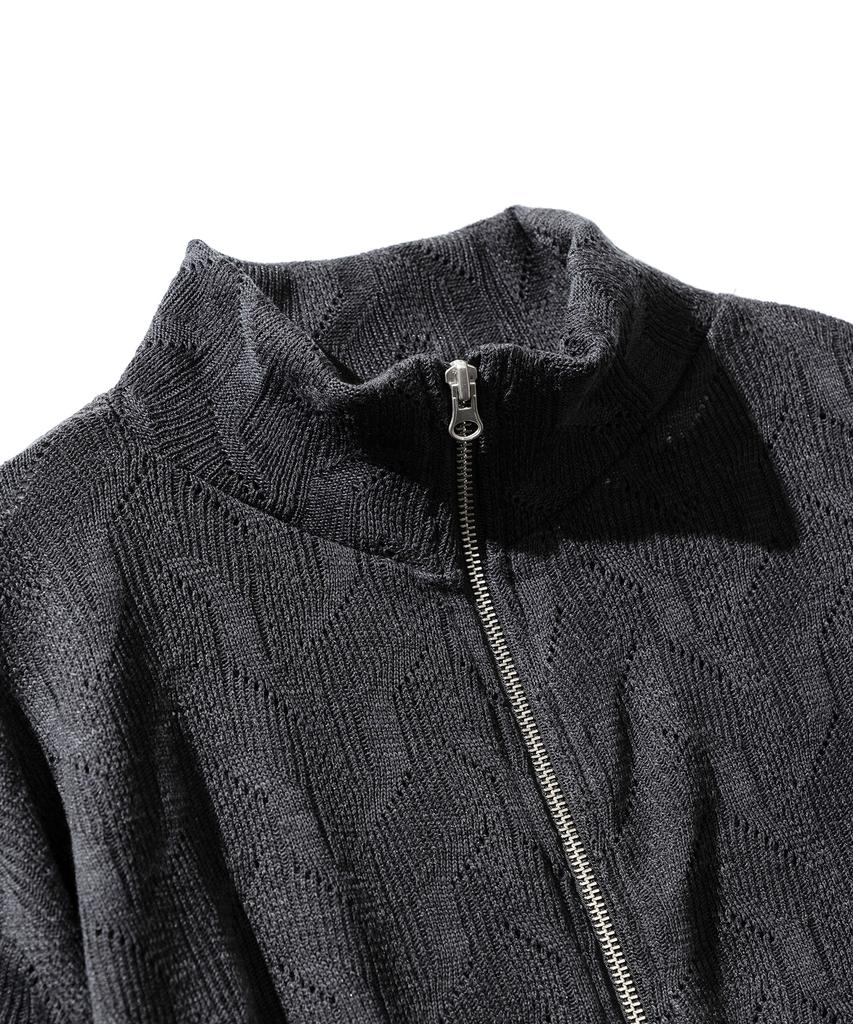 VASTIC Comb Pattern Knit Zip-Up_Charcoal
