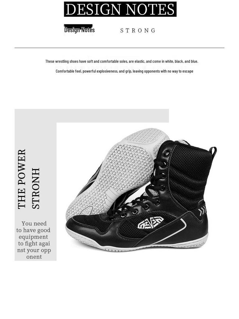 Breathable Non-Slip Wrestling & Boxing High-Top Shoes (Sizes 36-45) - Durable and Versatile for Fitness Training